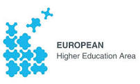 Logo for the European Higher Education Area. Connected people in the centre then flying off individually on the outskirts.
