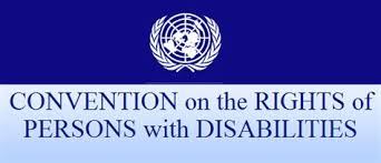 On the top of the image is the UN logo of a world between two palm leaves. Under this are the words: Convention on the Rights of Persons with Disabilities.